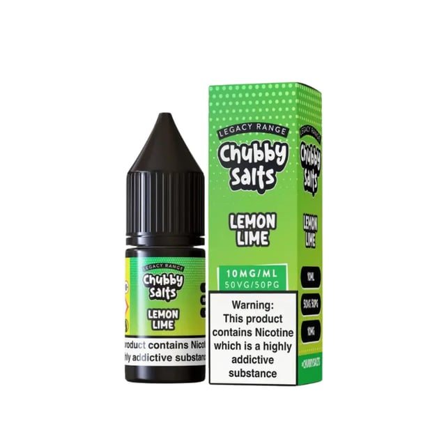Chubby Lemon Lime nic salt e-liquid, 10ml bottle, 10mg and 20mg strengths, for MTL pod kits