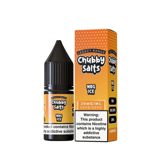 Chubby Nrg Ice nic salt e-liquid, 10ml bottle, energy drink and icy menthol flavour, 10mg and 20mg strengths