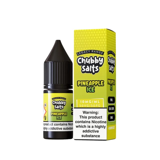 Chubby Pineapple Ice nic salt e-liquid, 10ml bottle, available in 10mg and 20mg strengths