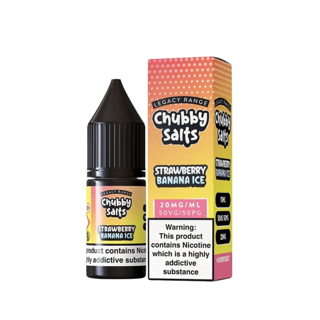 Chubby Salts Strawberry Banana Ice 10ml nic salt e-liquid bottle, 10mg and 20mg strengths