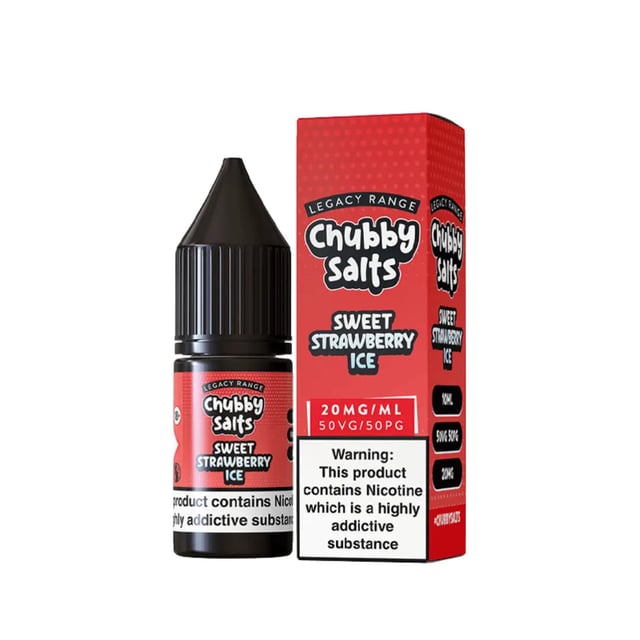Chubby Sweet Strawberry Ice 10ml nic salt e-liquid bottle, 10mg and 20mg strengths, 50/50 VG/PG