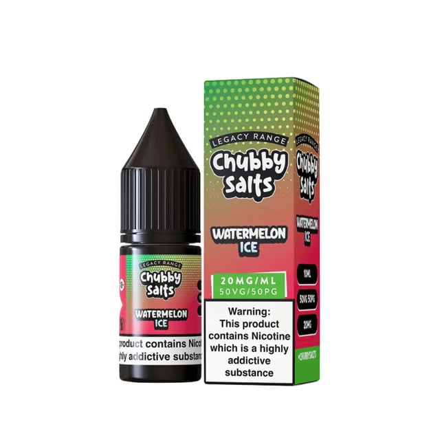 Chubby Watermelon Ice nic salt e-liquid, 10ml bottle, 10mg and 20mg strengths, 50/50 VG/PG