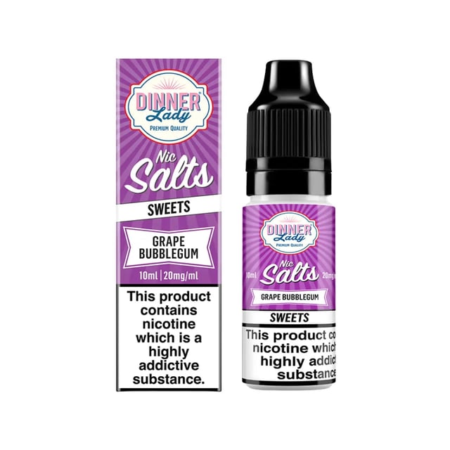 Dinner Lady Grape Bubblegum nic salt e-liquid, 10ml bottle, 10mg and 20mg strengths