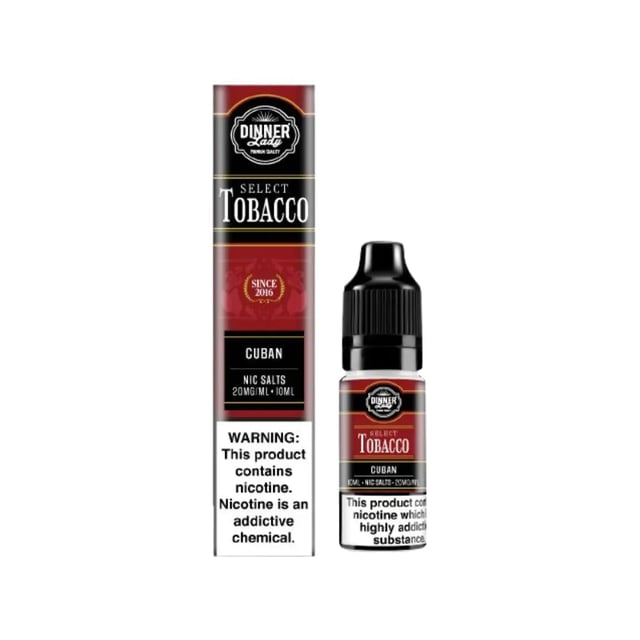 Dinner Lady Select Tobacco Cuban nic salt 10ml bottle, 50/50 VG/PG, available in 10mg and 20mg strengths