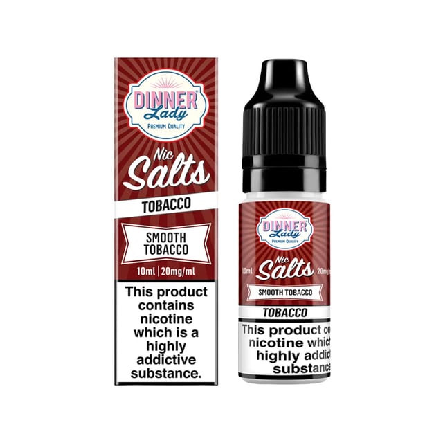 Dinner Lady Smooth Tobacco nic salt 10ml e-liquid bottle, 50/50 VG/PG, available in 10mg and 20mg