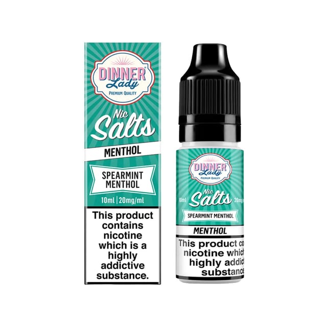 Dinner Lady Spearmint Menthol nic salt e-liquid, 10ml bottle, 50/50 VG/PG, 10mg and 20mg strengths