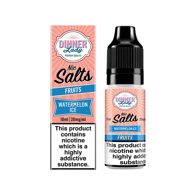 Dinner Lady Watermelon Ice nic salt e-liquid, 10ml bottle, 50/50 VG/PG, 10mg and 20mg strengths