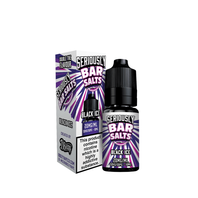 Doozy Seriously Bar Black Ice 10ml nic salt e-liquid bottle, 50/50 VG/PG, 10mg and 20mg strengths