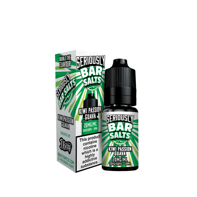 Doozy Seriously Kiwi Passion Guava 10ml nic salt e-liquid bottle, 10mg and 20mg strengths