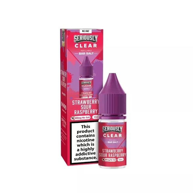 Doozy Seriously Clear Strawberry Sour Raspberry 10ml nic salt e-liquid bottle, 5mg 10mg 20mg strengths