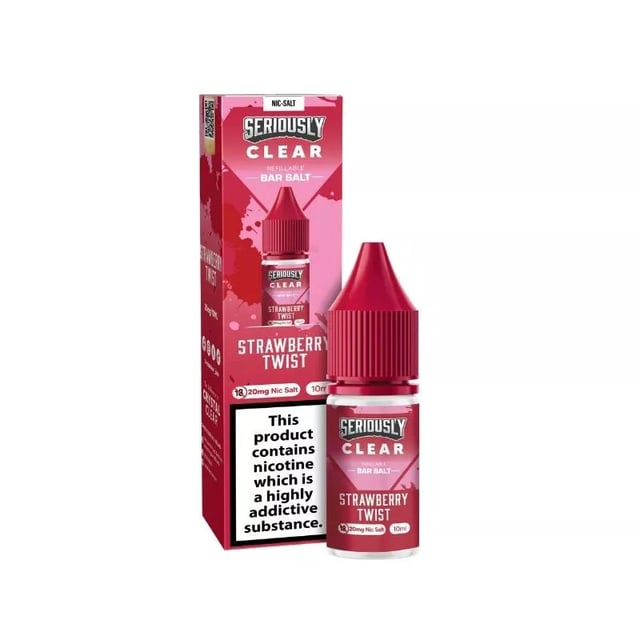 Doozy Seriously Clear Strawberry Twist 10ml nic salt e-liquid bottle, 5mg 10mg 20mg strengths