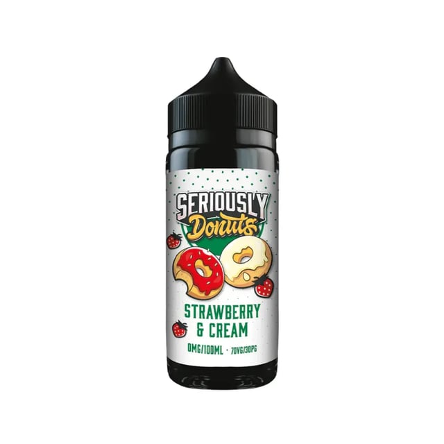 Doozy Seriously Donuts Strawberry & Cream 100ml shortfill bottle, nicotine free e-liquid in a 120ml bottle