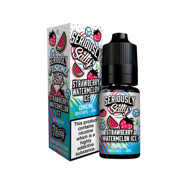 Doozy Seriously Fusionz Strawberry Watermelon Ice 10ml nic salt e-liquid bottle, 10mg and 20mg strengths