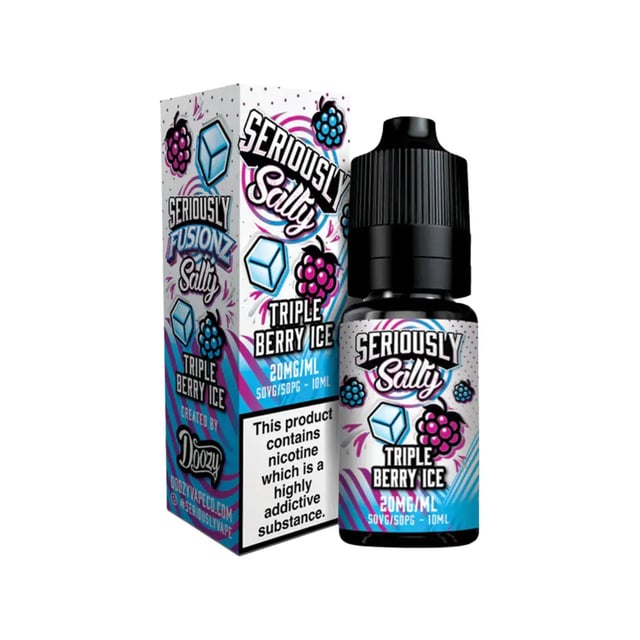 Doozy Seriously Fusionz Triple Berry Ice 10ml nic salt e-liquid bottle, 10mg and 20mg strengths