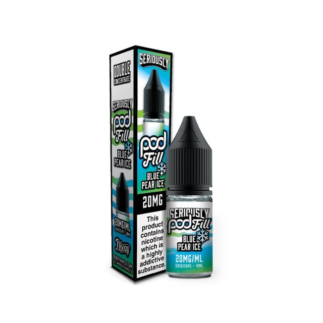 Doozy Seriously Pod Fill Blue Pear Ice 10ml nic salt e-liquid bottle, 5mg, 10mg and 20mg strengths