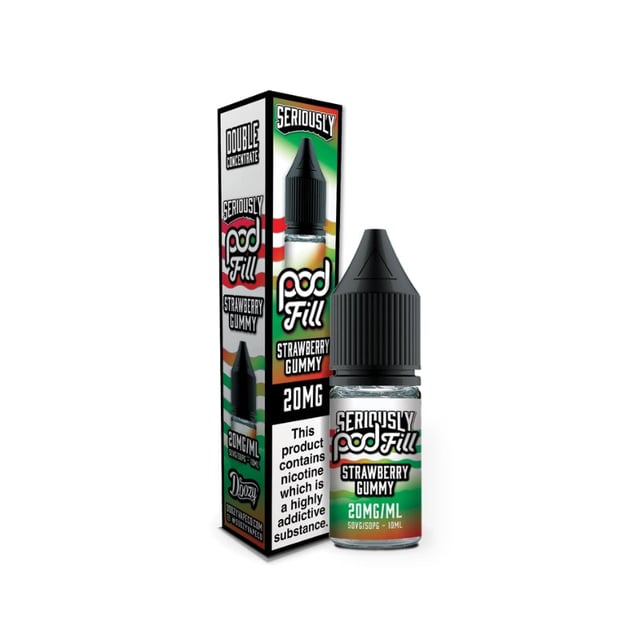 Doozy Seriously Pod Fill Strawberry Gummy 10ml nic salt e-liquid bottle, 5mg 10mg 20mg strengths