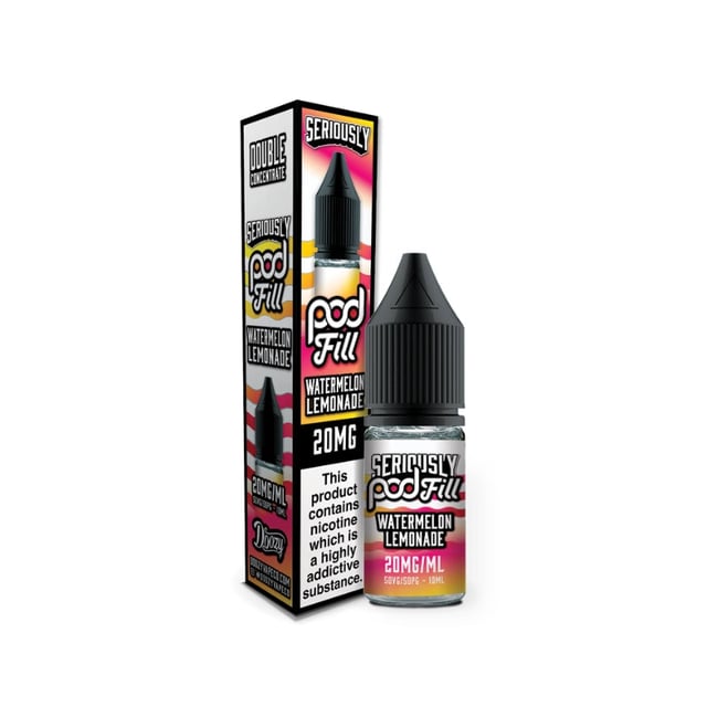 Doozy Seriously Pod Fill Watermelon Lemonade 10ml nic salt bottle, 5mg 10mg 20mg strengths, 50/50 VG/PG