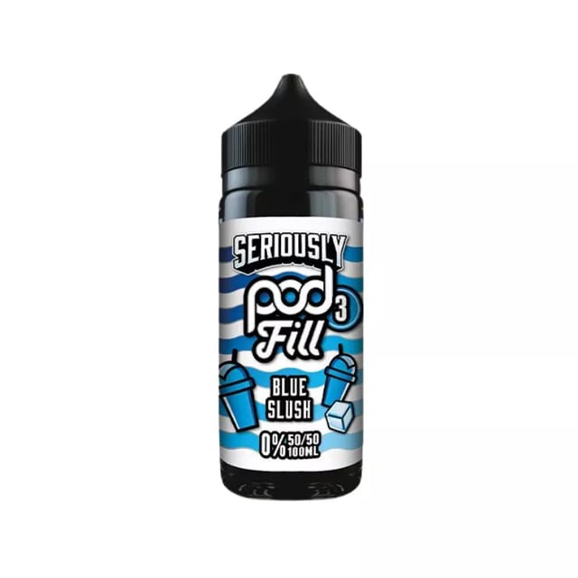 Doozy Seriously Pod Fill Blue Slush 100ml nicotine free shortfill e-liquid bottle, 50/50 VG/PG