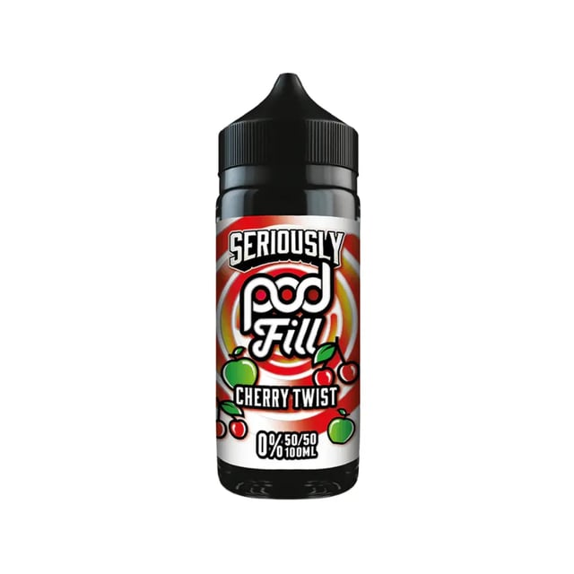 Doozy Seriously Pod Fill Cherry Twist 100ml shortfill bottle, nicotine free e-liquid with room for nic shots