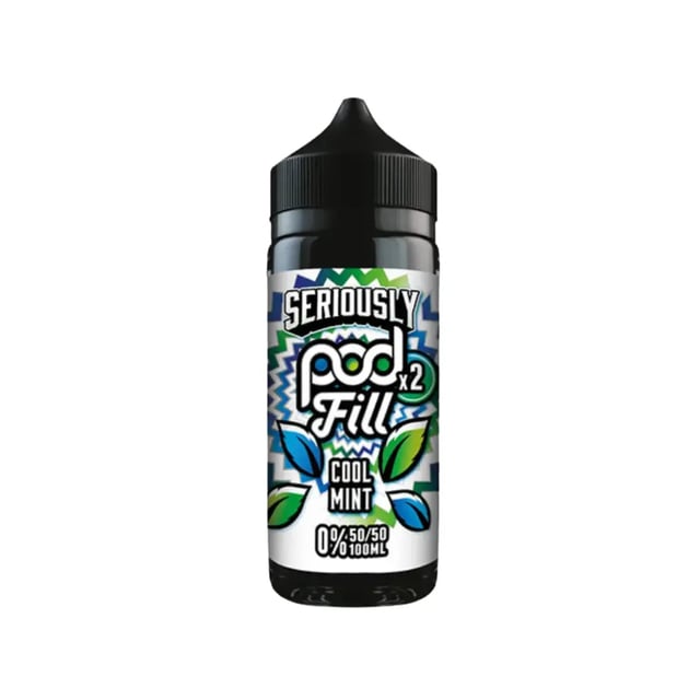 Doozy Seriously Pod Fill Cool Mint 100ml shortfill bottle, nicotine free e-liquid in 120ml bottle