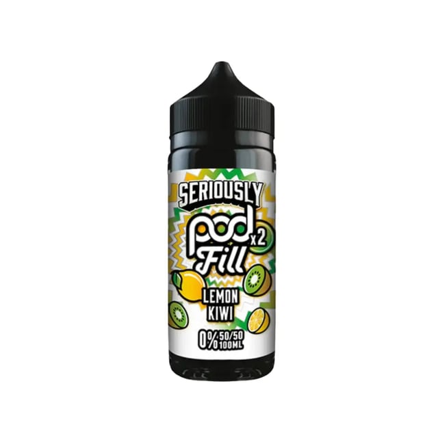 Doozy Seriously Pod Fill Lemon Kiwi 100ml shortfill bottle, nicotine free e-liquid in a 120ml bottle