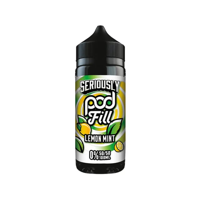 Doozy Seriously Pod Fill Lemon Mint 100ml nicotine free shortfill e-liquid bottle in 120ml bottle