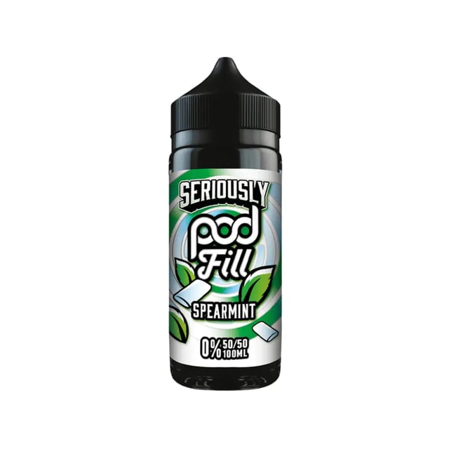 Doozy Seriously Pod Fill Spearmint 100ml shortfill bottle, nicotine free e-liquid ready for nic shots