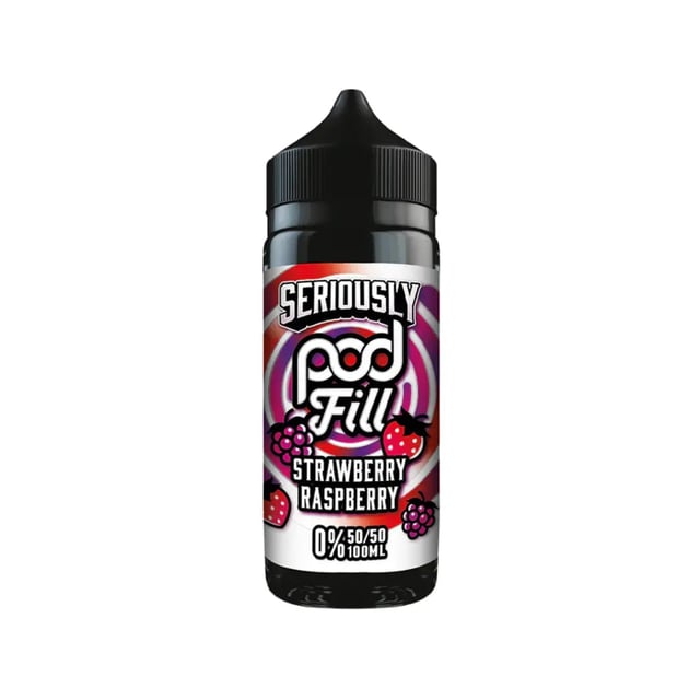 Doozy Seriously Pod Fill Strawberry Raspberry 100ml shortfill bottle, nicotine free e-liquid for pod kits and MTL tanks