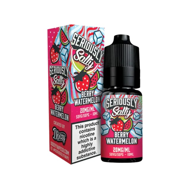 Doozy Seriously Salty Berry Watermelon nic salt 10ml e-liquid bottle, 10mg and 20mg strengths