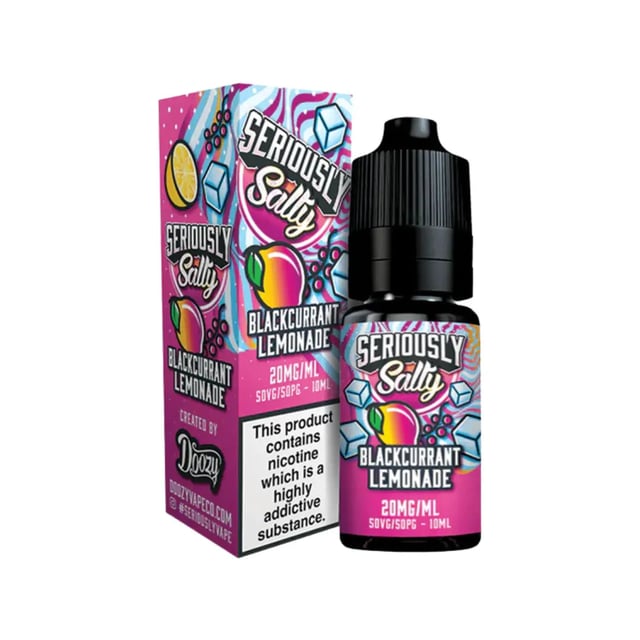 Doozy Seriously Blackcurrant Lemonade 10ml nic salt e-liquid bottle in 10mg and 20mg strengths
