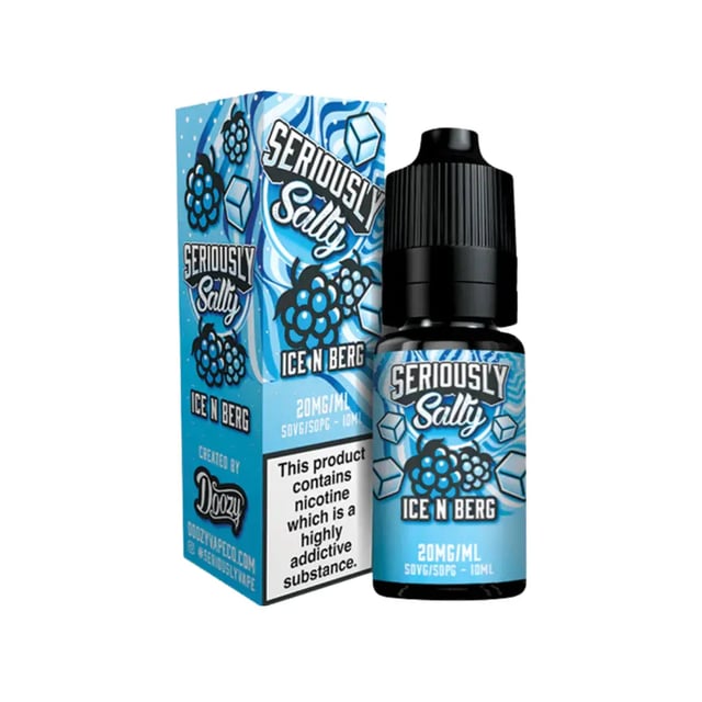 Doozy Seriously Salty Ice N Berg 10ml nic salt e-liquid bottle, available in 10mg and 20mg strengths