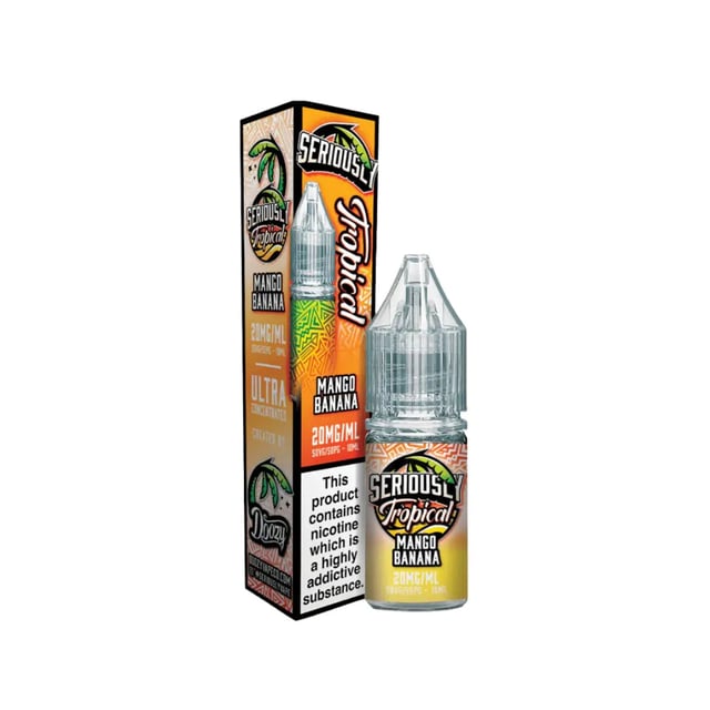 Doozy Seriously Tropical Mango Banana 10ml nic salt e-liquid bottle, 10mg and 20mg strengths