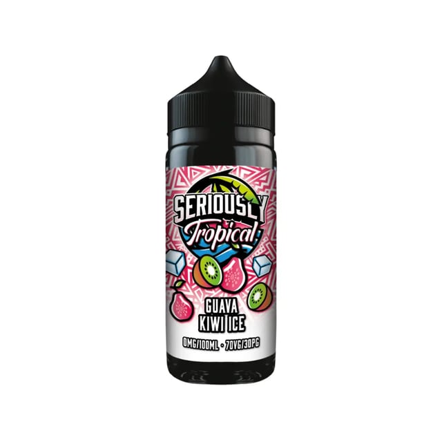 Doozy Seriously Tropical Guava Kiwi Ice 100ml shortfill bottle, nicotine free e-liquid ready for nic shots