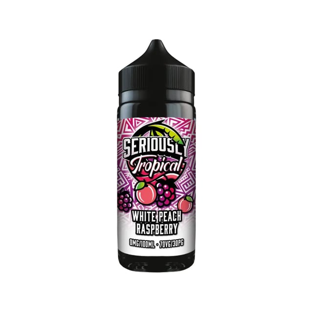 Doozy Seriously Tropical White Peach Raspberry 100ml shortfill bottle, nicotine free e-liquid for sub-ohm vaping