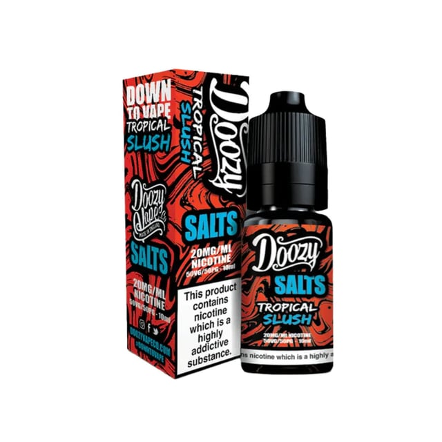Doozy Vape Co Tropical Slush nic salt 10ml e-liquid bottle, 10mg and 20mg strengths for pod kits