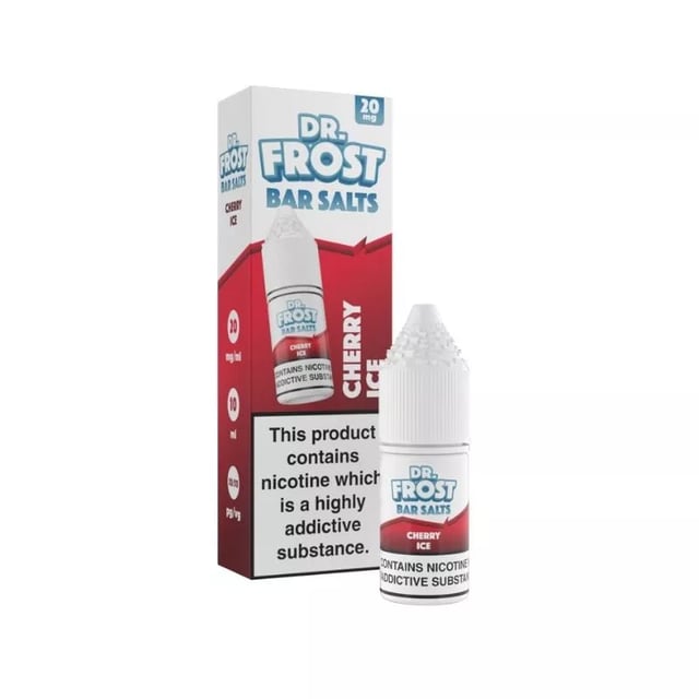 Dr Frost Bar Salts Cherry Ice 10ml nic salt e-liquid bottle, available in 10mg and 20mg strengths
