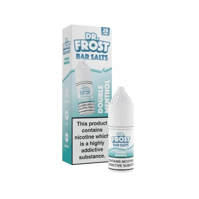Dr Frost Bar Salts Double Menthol 10ml nic salt e-liquid bottle, available in 10mg and 20mg strengths
