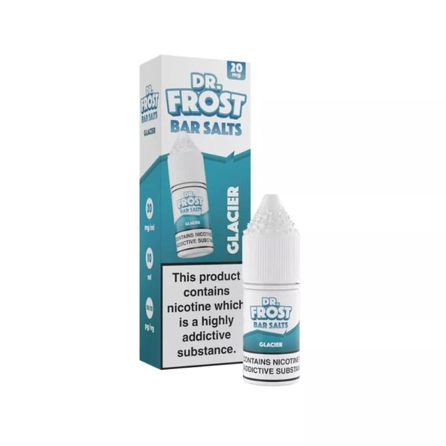 Dr Frost Bar Salts Glacier 10ml nic salt e-liquid bottle, 10mg and 20mg strengths, 50/50 VG/PG