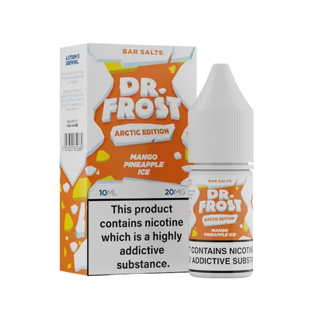Dr Frost Arctic Mango Pineapple Ice nic salt 10ml bottle, available in 10mg and 20mg strengths