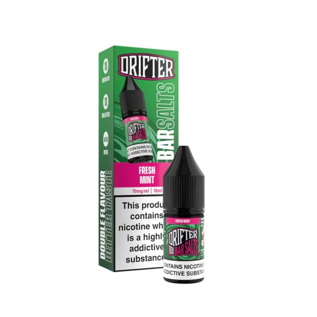 Drifter Bar Salts Fresh Mint 10ml nic salt e-liquid bottle, 5mg 10mg 20mg strengths