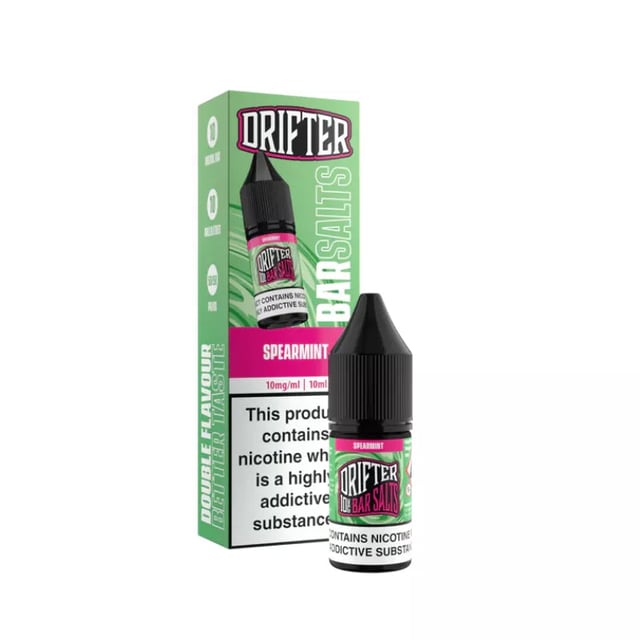 Drifter Bar Salts Spearmint 10ml nic salt e-liquid bottle, 50/50 VG/PG, in 5mg, 10mg and 20mg strengths