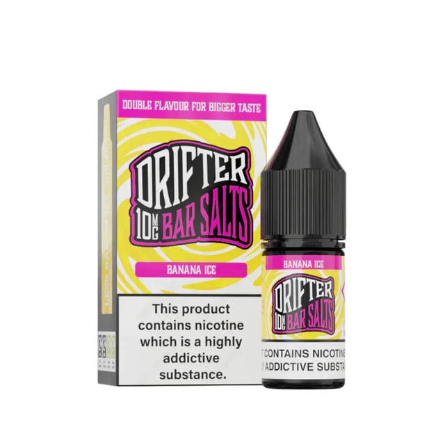 Drifter Bar Salts Banana Ice nic salt e-liquid, 10ml bottle, available in 10mg and 20mg strengths