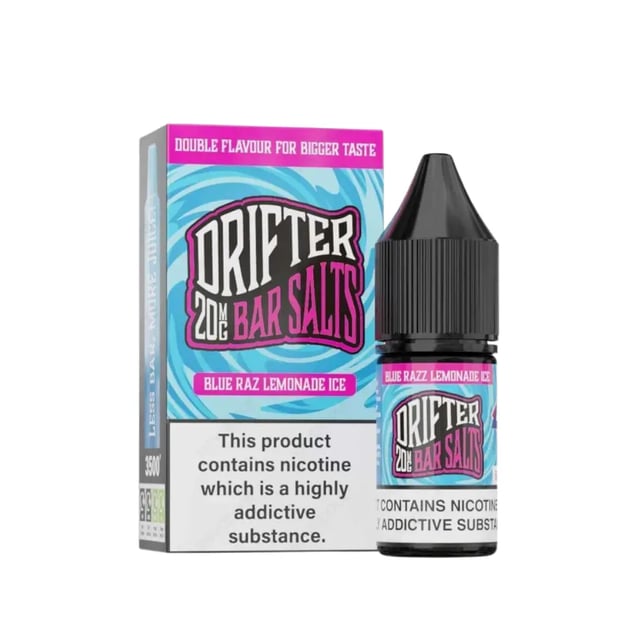 Drifter Bar Salts Blue Raz Lemonade Ice 10ml nic salt e-liquid bottle, 5mg 10mg 20mg strengths