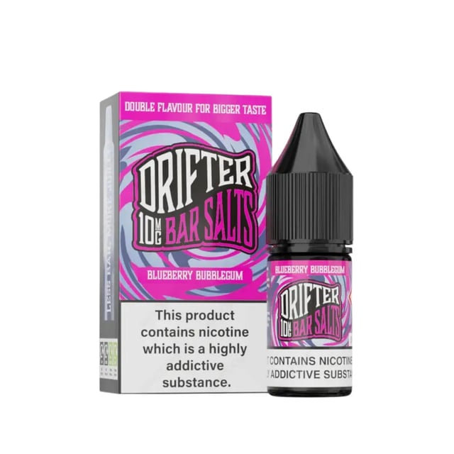 Drifter Bar Salts Blueberry Bubblegum 10ml nic salt e-liquid bottle, 5mg 10mg 20mg strengths
