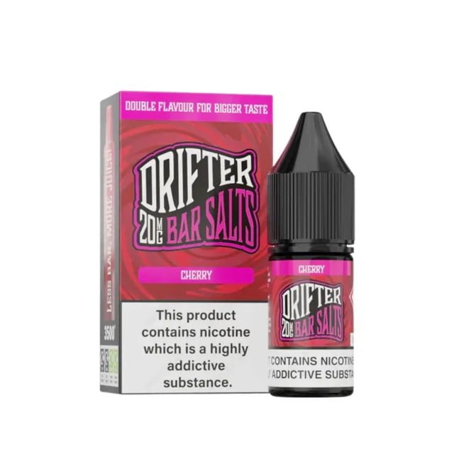 Drifter Bar Salts Cherry nic salt e-liquid 10ml bottle, available in 5mg, 10mg and 20mg