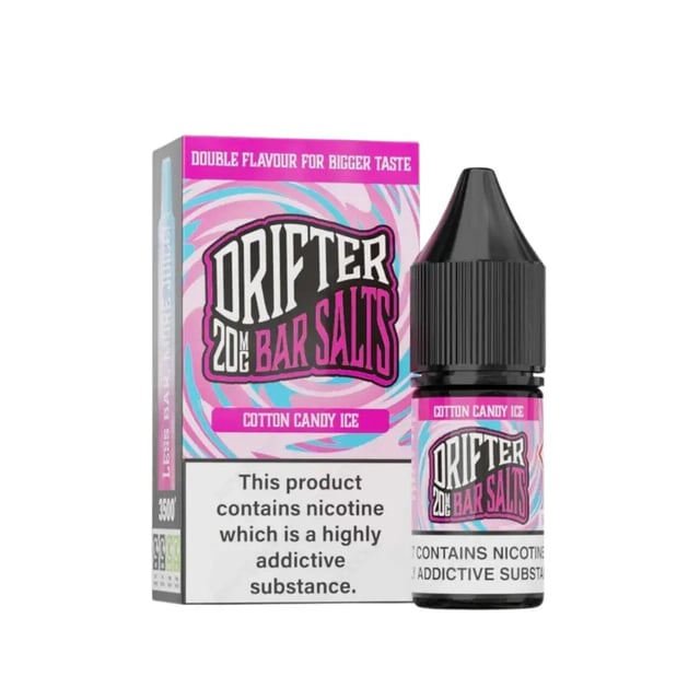 Drifter Bar Salts Cotton Candy Ice nic salt e-liquid, 10ml bottle, 5mg 10mg 20mg strengths