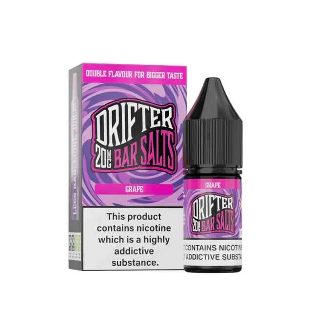 Drifter Bar Salts Grape 10ml nic salt e-liquid bottle, available in 10mg and 20mg strengths