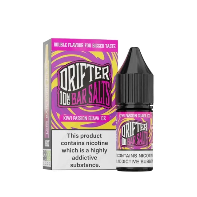 Drifter Bar Salts Kiwi Passionfruit Guava Ice nic salt e-liquid, 10ml bottle, 5mg 10mg 20mg strengths