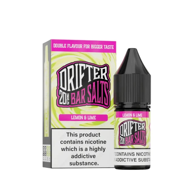 Drifter Bar Salts Lemon & Lime nic salt e-liquid, 10ml bottle, 5mg 10mg 20mg strengths for pod kits