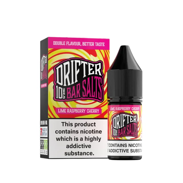 Drifter Bar Salts Lime Raspberry Cherry 10ml nic salt e-liquid bottle, available in 5mg, 10mg and 20mg strengths